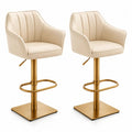 Barhocker 2er Set 54 x 55 x 95 cm höhenverstellbar Creme Kunstleder mit goldenem Stahlgestell