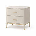 Nachttisch 60 x 40 x 55 cm Creme MDF Kommode mit 2 Schubladen und Metallgriffen