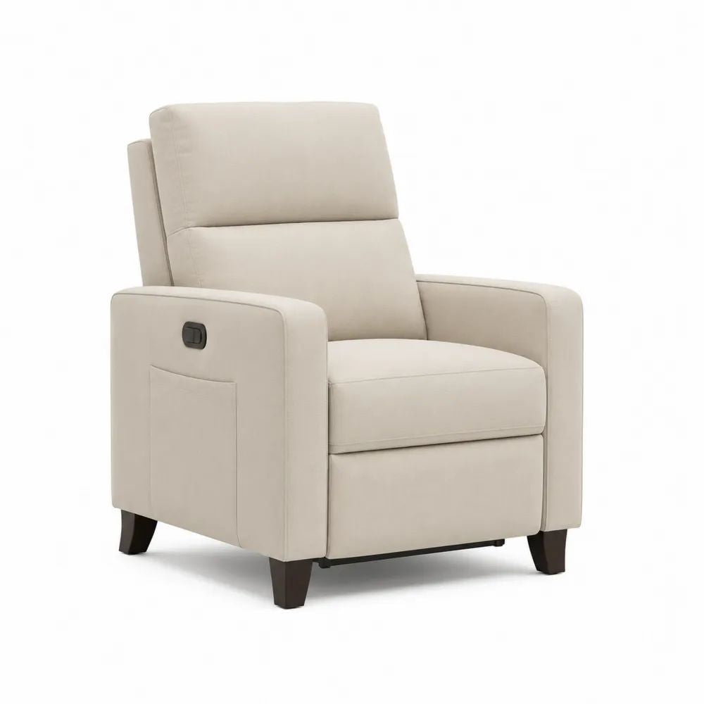 Relaxsessel 80 x 90 x 105 cm Beige Polstersessel mit verstellbarer Rückenlehne und integrierter Fußstütze