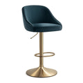 Barhocker 50 x 55 x 100 cm Dunkelblau/Gold mit höhenverstellbarem Sitz und Metallfuß