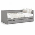 Einzelbett Holzoptik 90 x 200 cm Grau mit Schubladen und Stauraum Bettgestell