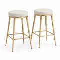 Barhocker Set 2 Stück 45 x 45 x 100 cm Weiß Kunstleder mit goldenem Stahlgestell