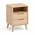 Nachttisch 45x40x60 cm Naturholz mit 2 Schubladen und offenem Ablagefach