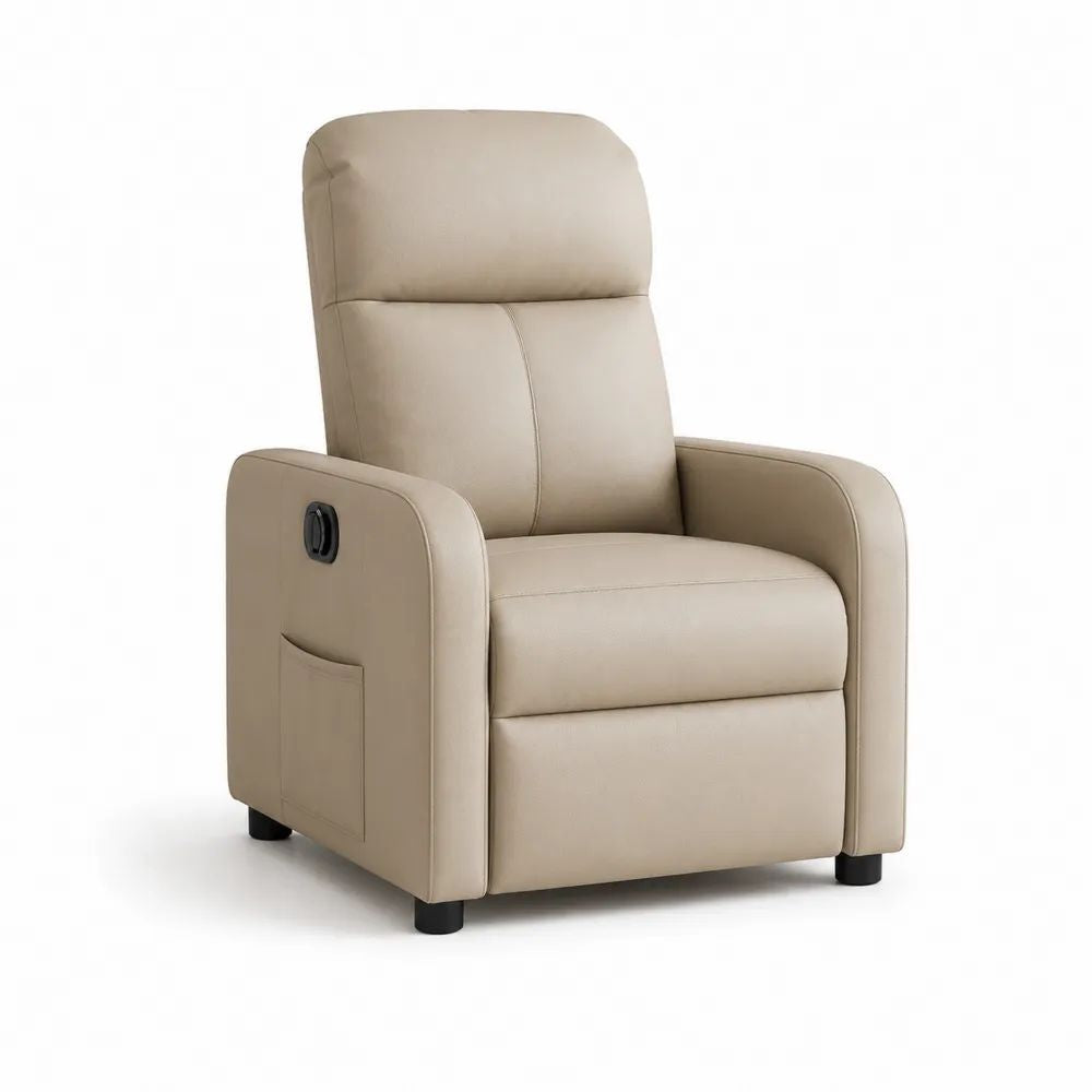 Relaxsessel 75 x 85 x 105 cm Beige Polstersessel aus PU-Kunstleder mit Liegefunktion und verstellbarer Rückenlehne