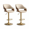 Barhocker Set 2 Stück 50 x 50 x 95-115 cm Creme Weiß/Gold mit höhenverstellbarem Sitz und Metallgestell