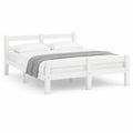 Bett 160 x 200 cm Weißes Holzbett Doppelbett mit Lattenrostrahmen und Kopfteil