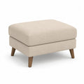 Fußhocker Stoff 80 x 60 x 45 cm Beige mit Polsterung und Holzbeinen