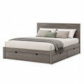 Stauraumbett 180x200 cm Grau Doppelbett mit Schubladen in Holzoptik und Kopfteil