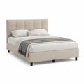 Polsterbett 160 x 200 cm Beige Stoffbett mit gepolstertem Kopfteil und schlichtem Bettgestell