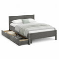 Stauraumbett 160 x 200 cm Grau Holzbett mit Schubladen Bettkasten und Kopfteil