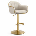 Barhocker 50 x 55 x 105 cm Creme mit PU-Kunstleder Sitz, Armlehnen und goldenem Metallgestell