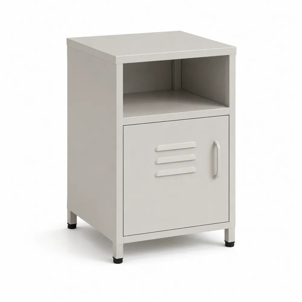 Nachttisch 40x35x60 cm Weiß MDF Beistelltisch mit Schranktür und Ablagefach