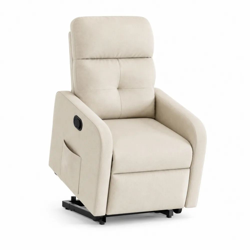 Relaxsessel 85 x 90 x 105 cm Beige Polstersessel mit verstellbarer Rückenlehne und ausklappbarer Fußstütze