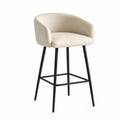 Barhocker 75 cm Beige Kunstleder mit Rückenlehne und schwarzem Stahlgestell