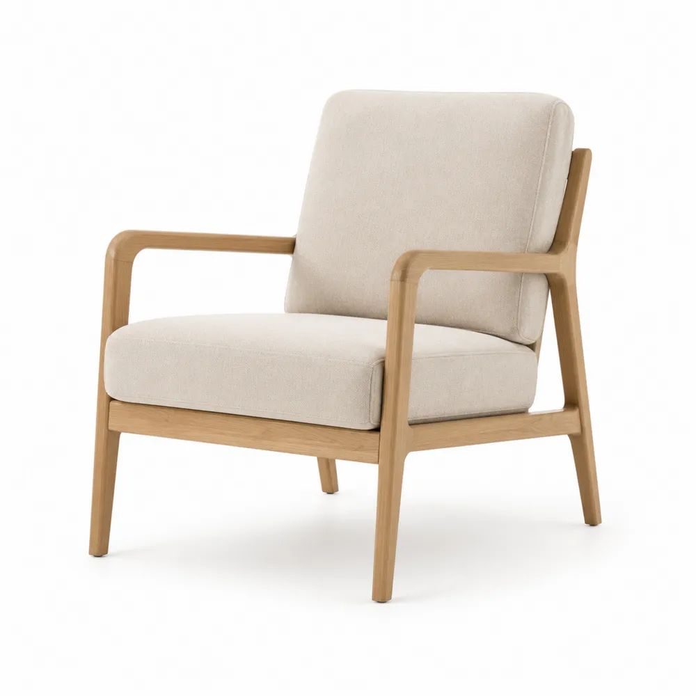 Sessel 78 x 85 x 90 cm Beige mit Holzrahmen und gepolsterter Sitzfläche