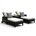 2er Set Gartenliegen mit Beistelltisch Schwarz Creme PE-Rattan Stahl rechteckig 200 x 75 x 85 cm