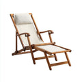 Klappbarer Gartenliegestuhl Braun Creme aus Massivholz mit Baumwollbespannung 150 x 60 x 90 cm