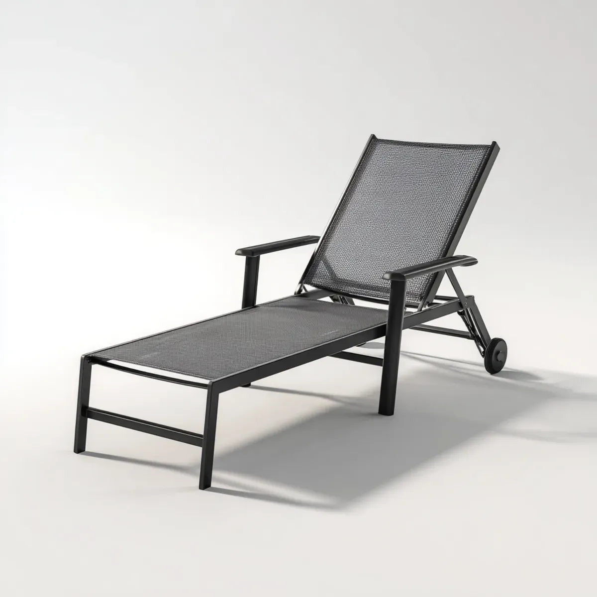 Verstellbare Sonnenliege Schwarz 195 x 65 x 100 cm Aluminium Textilene Rechteckig mit Rollen