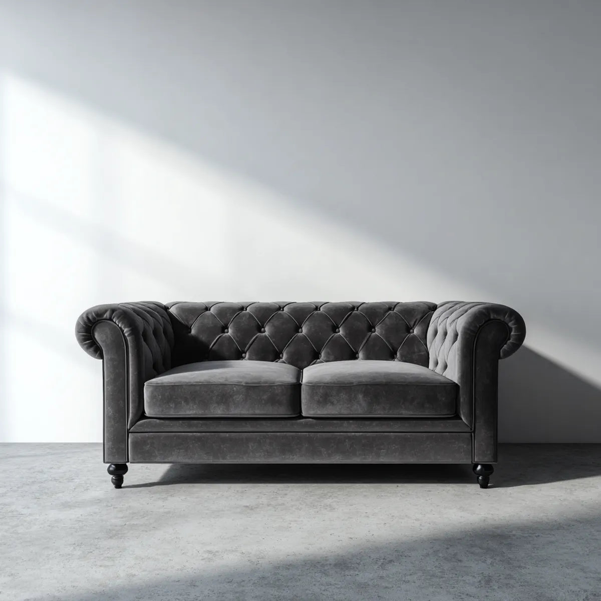 2-Sitzer Chesterfield Sofa Anthrazit 170 x 90 x 75 cm Polyester-Samt Rechteckig