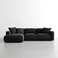 Ecksofa mit Recamiere 3-Sitzer Schwarz 280 x 160 x 85 cm Polyester-Cord L-Form