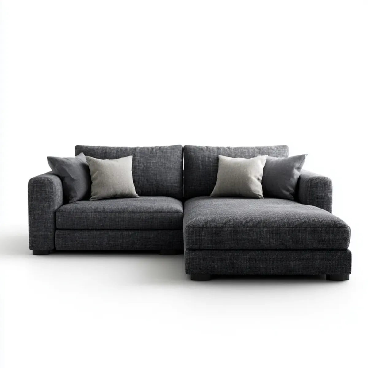 Ecksofa mit Recamiere rechts Dunkelgrau Polyester 260 x 160 x 85 cm