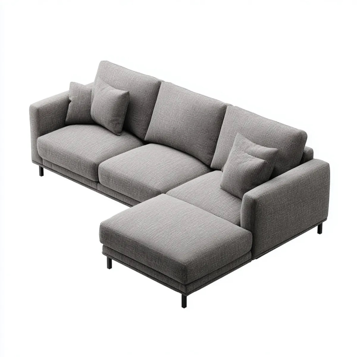 Ecksofa mit Recamiere Grau 3-Sitzer 280 x 170 x 85 cm Polyester L-Form