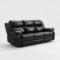 3-Sitzer Relaxsofa Schwarz mit manueller Relaxfunktion PU-Kunstleder rechteckig 225 x 98 x 102 cm