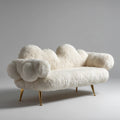 2-Sitzer Sofa Cremeweiß 180 x 90 x 78 cm Polyester-Kunstfell abgerundete Form