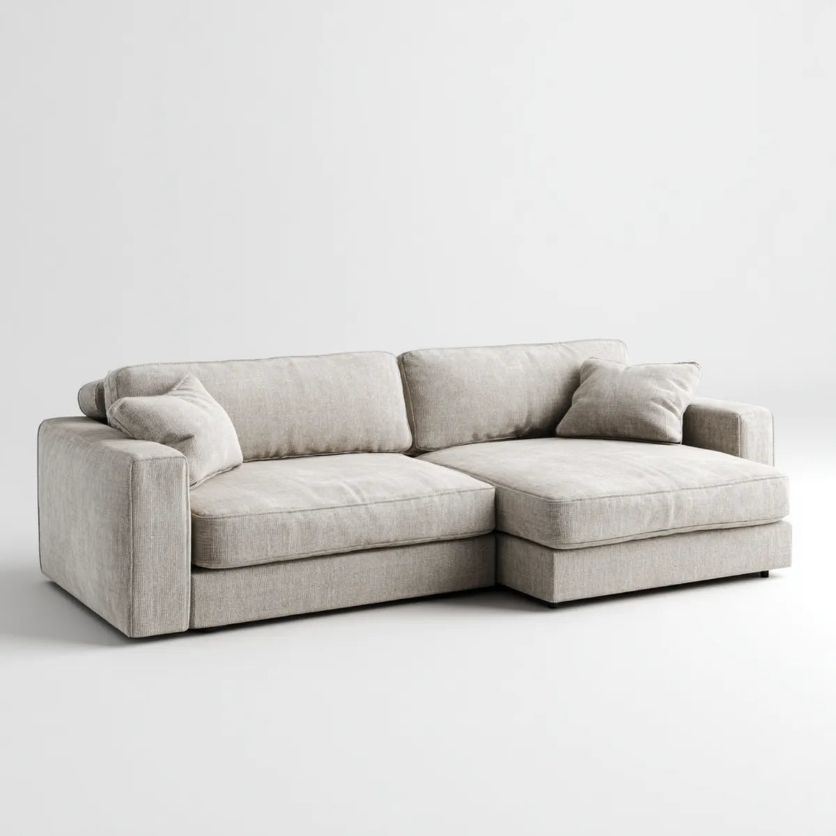 Ecksofa mit Recamiere Beige 270 x 170 x 82 cm Polyester L-Form