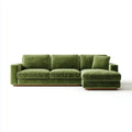 3-Sitzer Ecksofa Olivgrün mit Recamiere rechts Polyester-Samt L-Form 280 x 160 x 85 cm
