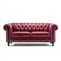 Chesterfield 3-Sitzer Sofa Bordeauxrot PU-Kunstleder Rechteckig 205 x 90 x 75 cm