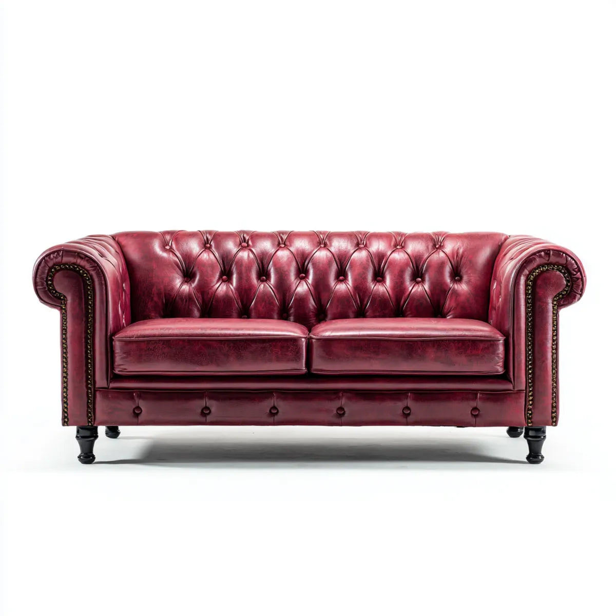 Chesterfield 3-Sitzer Sofa Bordeauxrot PU-Kunstleder Rechteckig 205 x 90 x 75 cm
