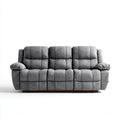 Relaxsofa 3-Sitzer Grau 218 x 96 x 102 cm Mikrofaser Polyester gerade mit manueller Relaxfunktion