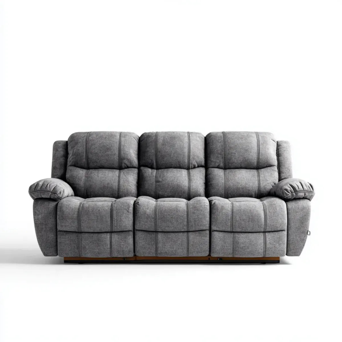 Relaxsofa 3-Sitzer Grau 218 x 96 x 102 cm Mikrofaser Polyester gerade mit manueller Relaxfunktion