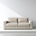 2-Sitzer Sofa Beige mit gerippter Polyester-Polsterung 160 x 88 x 82 cm rechteckig