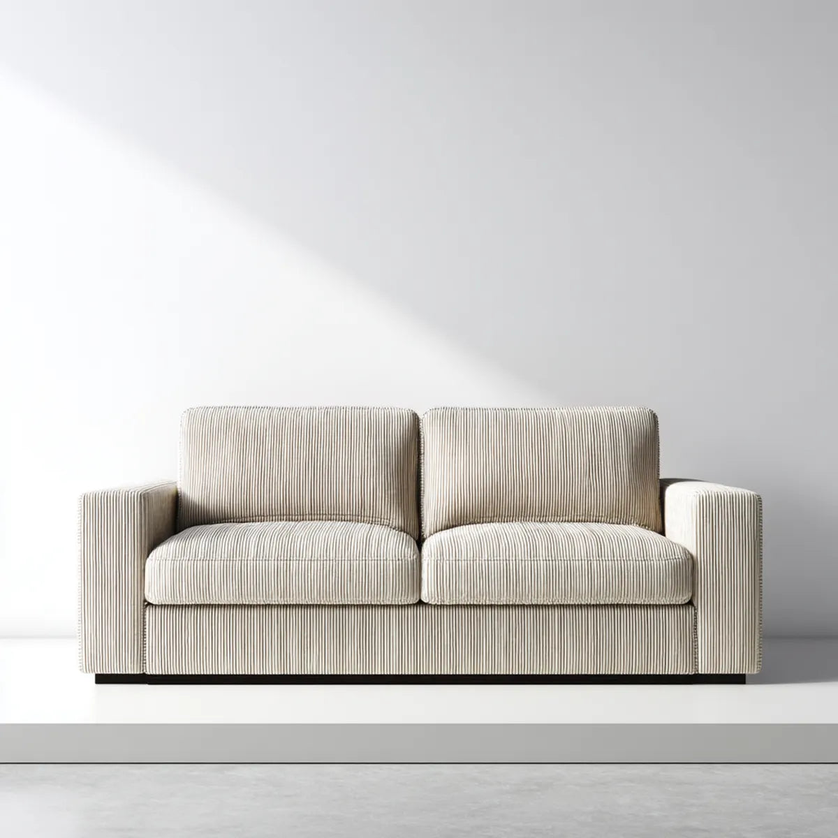 2-Sitzer Sofa Beige mit gerippter Polyester-Polsterung 160 x 88 x 82 cm rechteckig